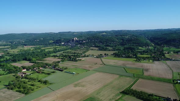 The Castle valley in Black Perigord in France aerial view