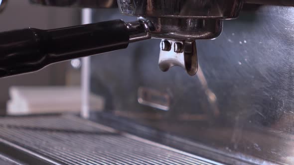 Close-Up Of A Machine Coffee Making.