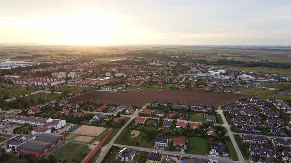 Cityscape of Small European Town Aerial View