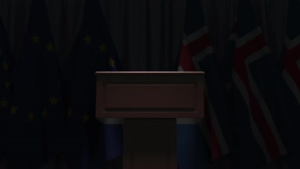 Many Flags of Iceland and the European Union alt