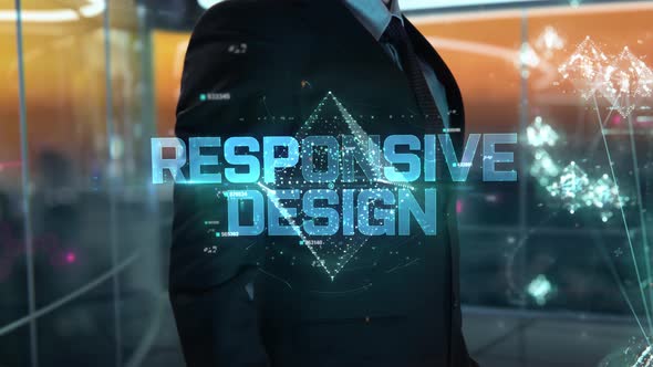 Businessman with Responsive Design Hologram Concept