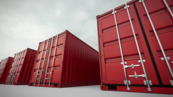 Endless animation of the closed red cargo containers array. Loopable. HD