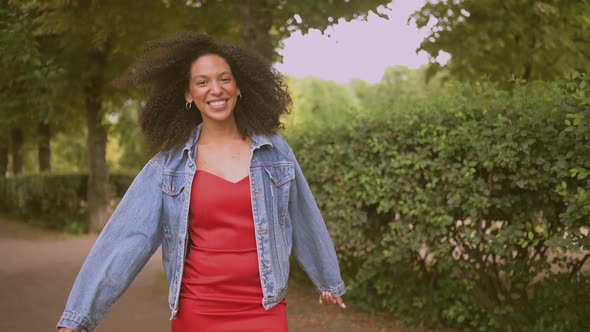 Fashion Slow Motion Portrait of Sensual Attractive Young Naturally Beautiful African American Woman