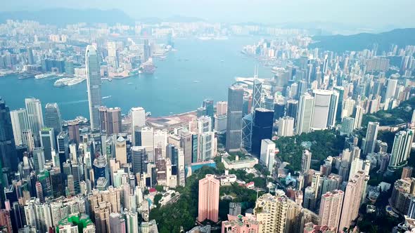 Fly over Hong Kong skyline