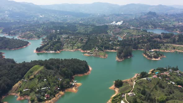 Guatape and It's Surrounding Lake From Rock of Guatape