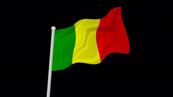 Mali Flag Wavy Animated On Black Background