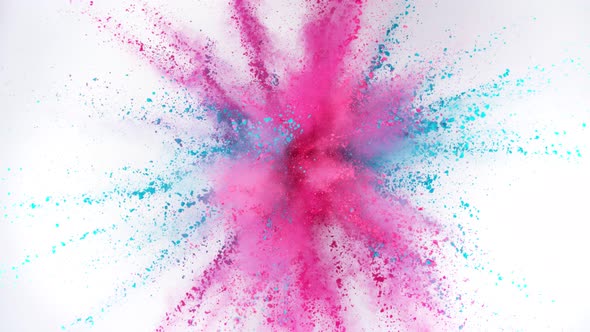 Super Slow Motion Shot of Color Powder Explosion Isolated on White Background at 1000Fps