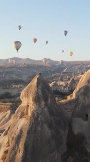 Balloons in Cappadocia Vertical Video Slow Motion