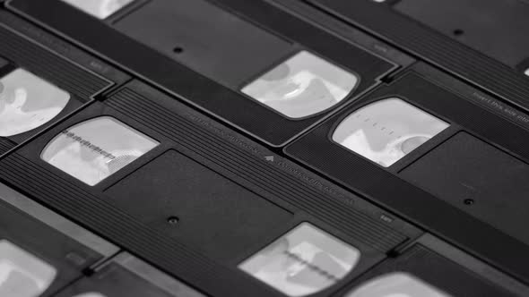 Memories evoking background of real VHS cassettes