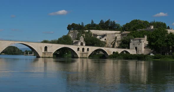 The Saint Benezet bridge, the old city, Avignon, Vaucluse department, France