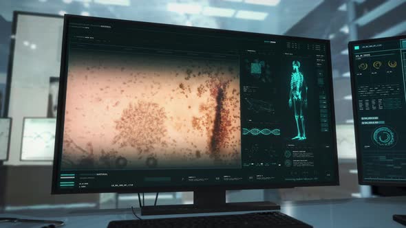 Infection Molecules Epidemiology Study On A Modern Computer Screen At A Lab alt