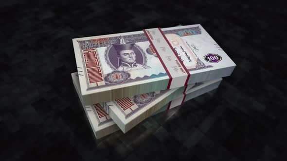 Mongolian Togrog, Tugrik money banknote pile packs