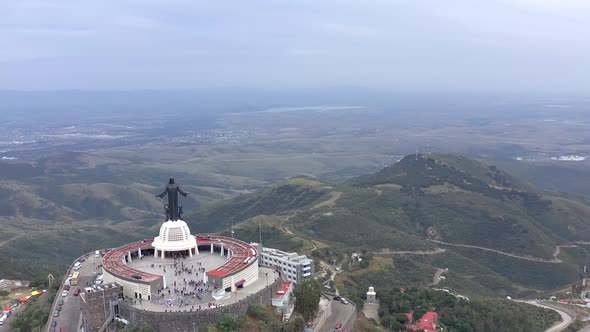 Aerial: Cristo Rey, incredible place, Guanajuato Mexico, drone view