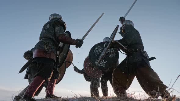 Warriors of Vikings Are Fighting During Attack at Winter Time alt