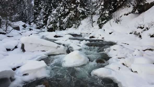 Snowy And Icy River