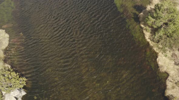 Aerial drone view of Covao dos Conchos in Serra da Estrela, Portugal