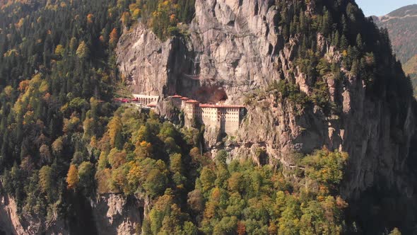 Aerial View of Sumela Monastery Near Trabzon City in Turkey