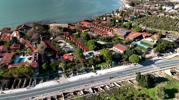 Aerial Footage of the Antique City Side, Turkey 4 K