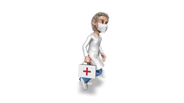 Cartoon 3D Doctor Run  3D Looped on White