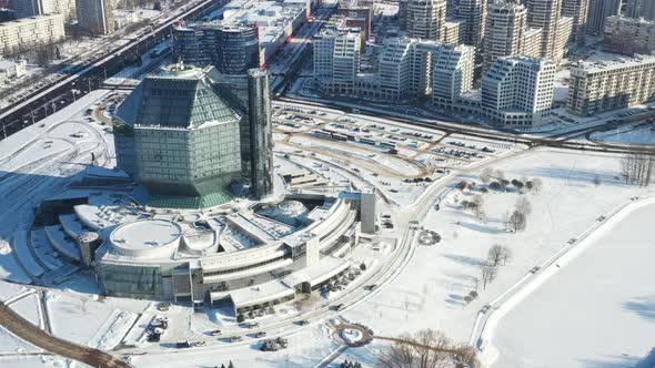 Top View of the National Library in Minsk in Winter