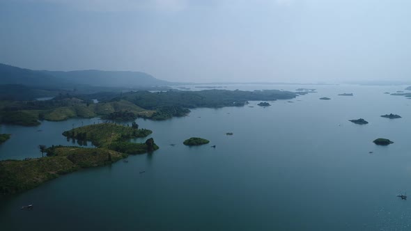 Vang Vieng water reserve in Laos from the sky