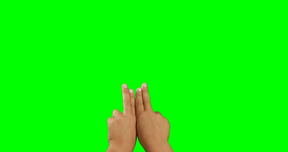 Hands pretending to use an invisible screen