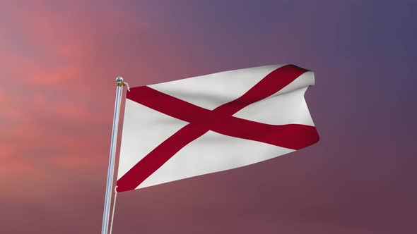 Flag Of Alabama Waving 4k
