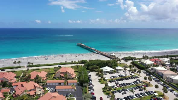 Aerial Footage Juno Beach Fishing Pier 4k