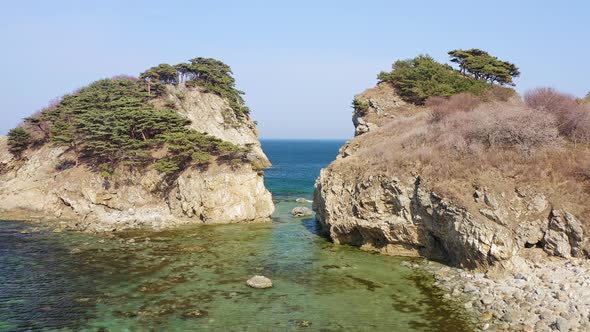 Rocky Promontory with a Strait Between the Rocks