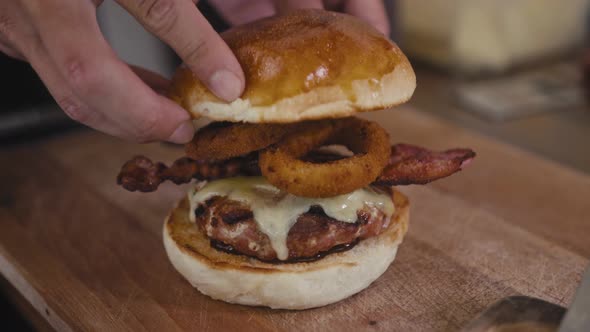 Chef Preparing the Burger