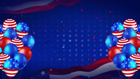 USA Theme Background with Confetti