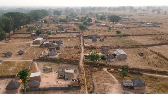 Thatched roof traditional village in Senegal Africa