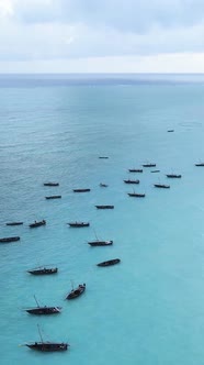 Vertical Video of the Ocean Near the Coast of Zanzibar Tanzania