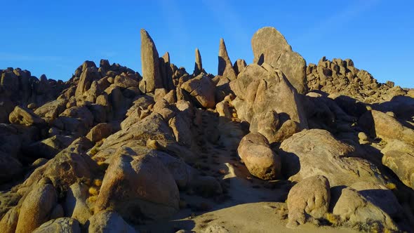 Scenic aerial drone view of a rocky desert landscape.