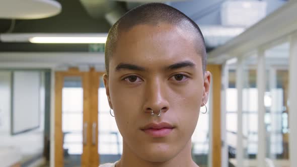 Young man working in a creative office