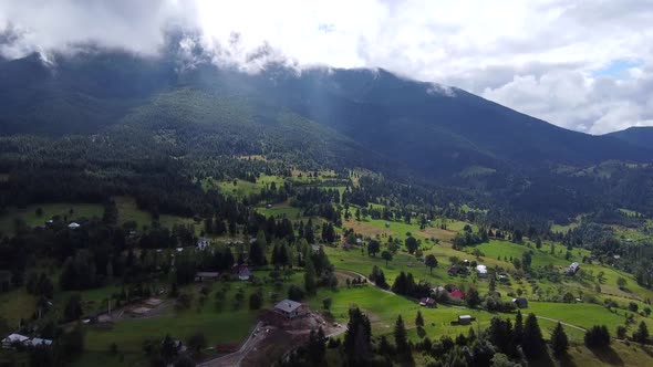 Beautiful Mountain Region Aerial View, Maramures, Romania