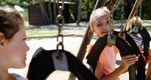 Schoolkids playing in playground