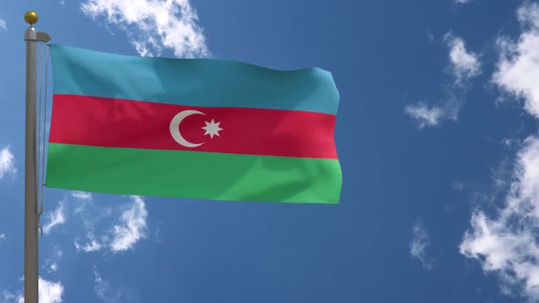 Azerbaijan Flag On Flagpole