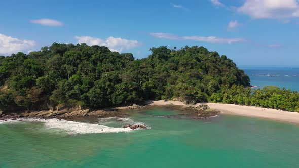 Flying Above a Beach in the Manuel Antonio National Park Costa Rica