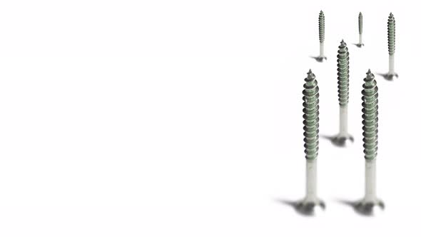 Screws Rotate on a White Background