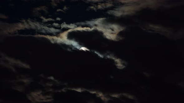 Spooky Moon Behind Clouds Time Lapse