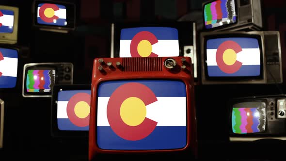 Flag of Colorado on Retro TVs.