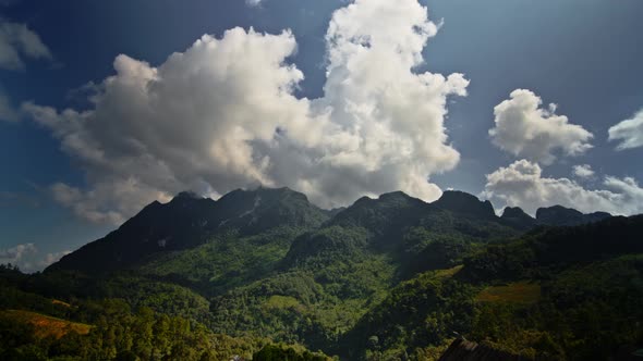 Mountain Landscape Time Lapse of Moving Clouds in Doi Chiang Dao Chiang Mai Thailand