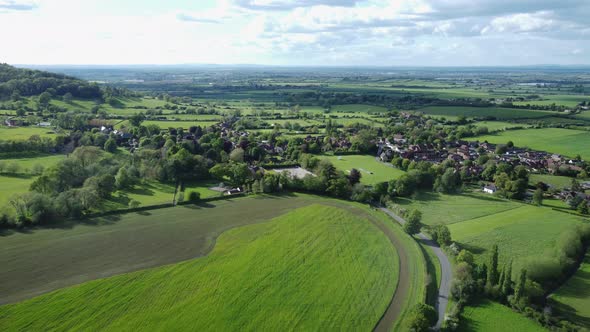 Aerial View Elmley Castle Village North Cotswolds UK Landscape Spring Season Worcestershire