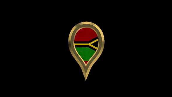 Vanuatu Flag 3D Rotating Location Gold Pin Icon