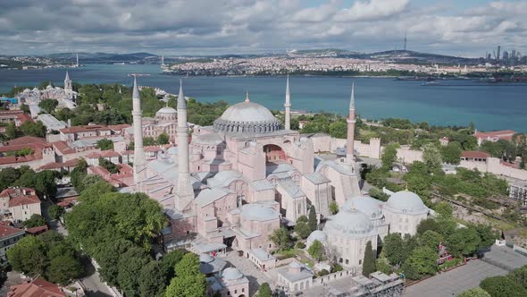 Aerial View of Hagia Sophia Church in Istanbul