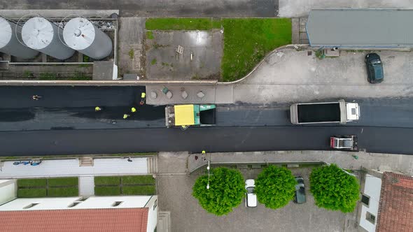 Rise over highway with road equipment. Maintenance of transport infrastructure