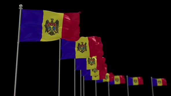 Moldova Row Of Flags Animation Include Alpha Channel alt