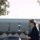 Amazing shoot of Businesswoman walking near big Office Building, using Phone. - VideoHive Item for Sale