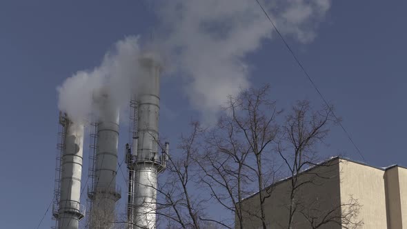 Smoke Comes From the Chimney. Air Pollution. Ecology. Kyiv. Ukraine.